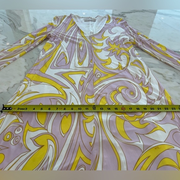 EMILIO PUCCI LAVENDER YELLOW VISCOSE DRESS MODEL 1EJH25 SIZE IT 40 / US 6 - Picture 12 of 17